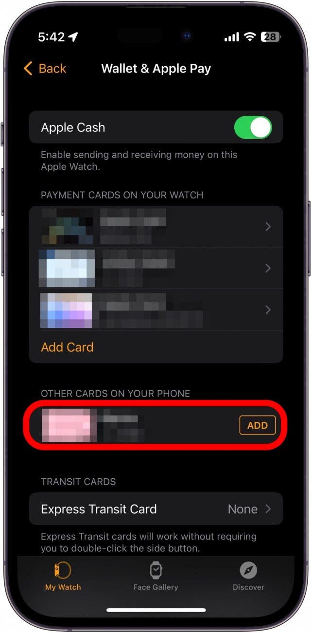 If there are any cards on your iPhone that you want to use on your Apple Watch, tap Add to the right of the card.