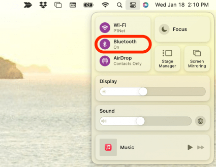The Bluetooth icon will be gray if it was turned off. 